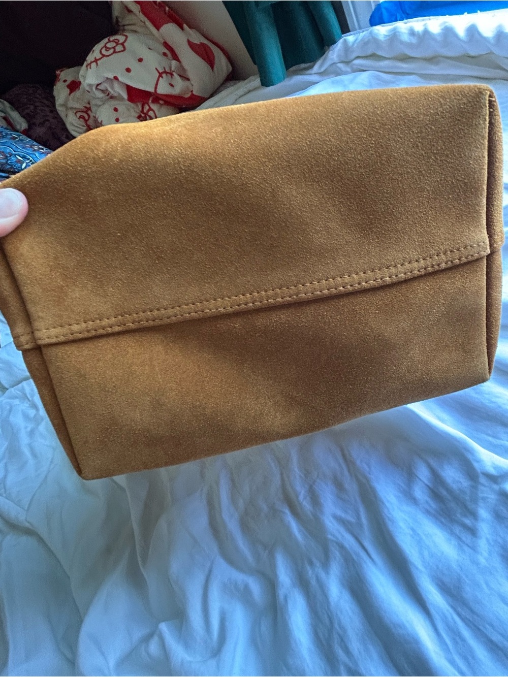 Madewell Suede Bucket Bag in Cognac Brown with Leather Strap - Picture 3 of 7